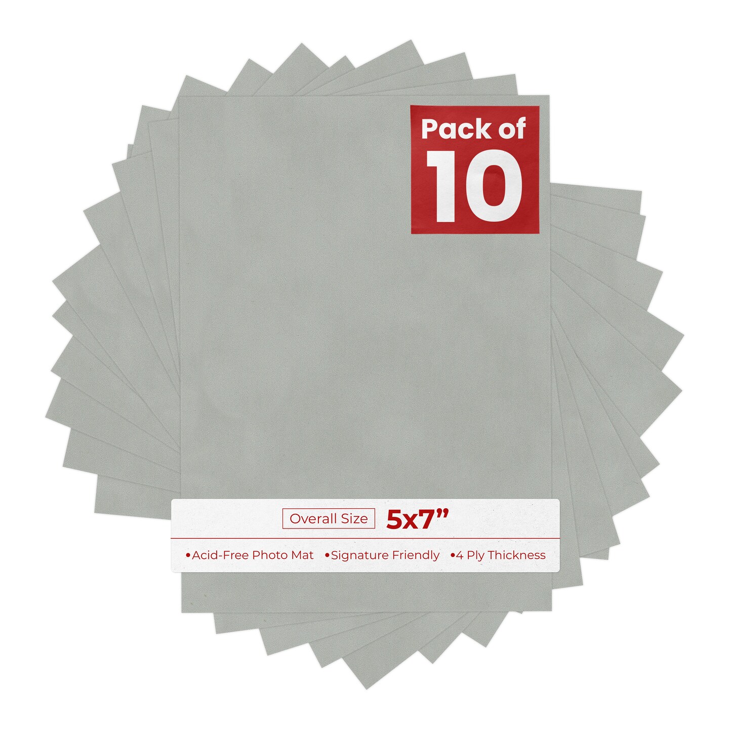 Light Grey Suede 5x7 Uncut Mat Board - Blank Sheets, No Opening