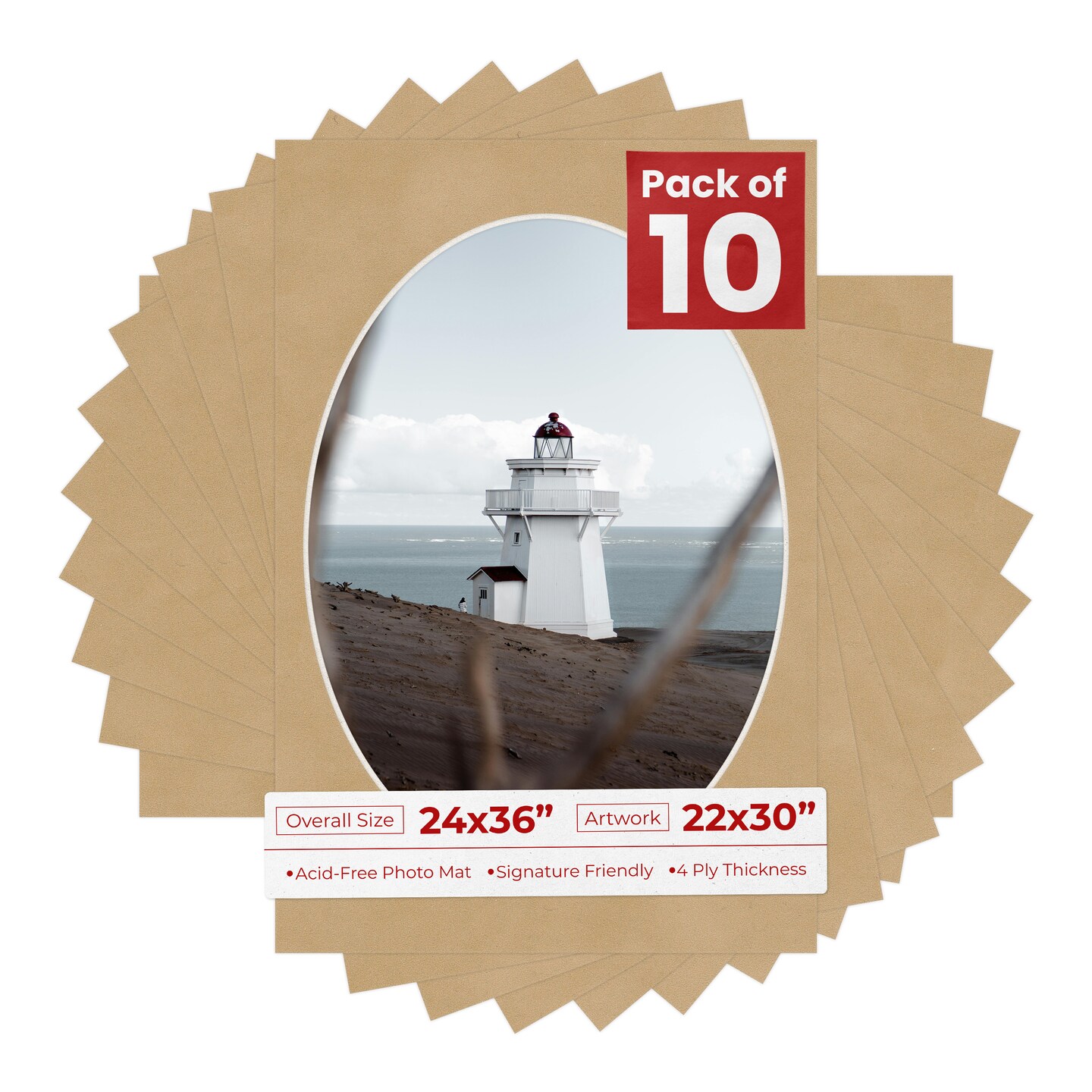 Beige Suede Mat Board for 24x36 Frames - Oval Opening for 22x30 Photos