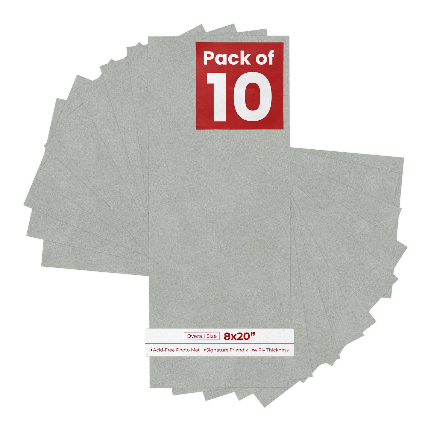 Light Grey Suede 8x20 Uncut Mat Board - Blank Sheets, No Opening
