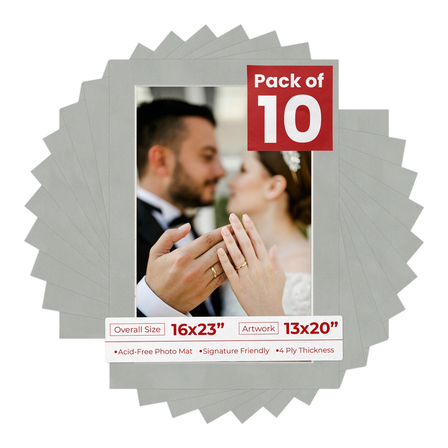 Light Grey Suede Mat Board for 16x23 Frames - Fits 13x20 Photos