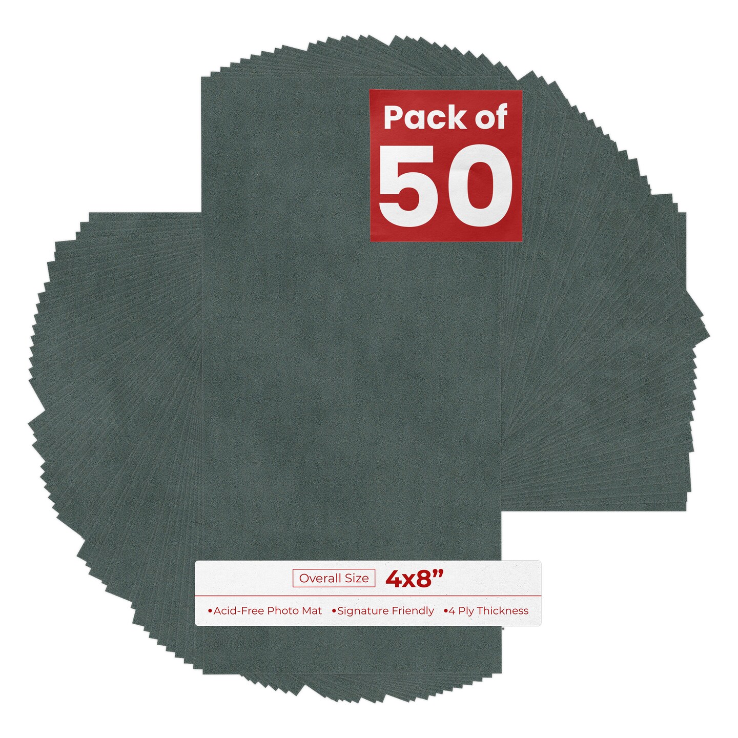 Dark Grey Suede 4x8 Inch Uncut Mat Board - Blank Sheets, No Opening