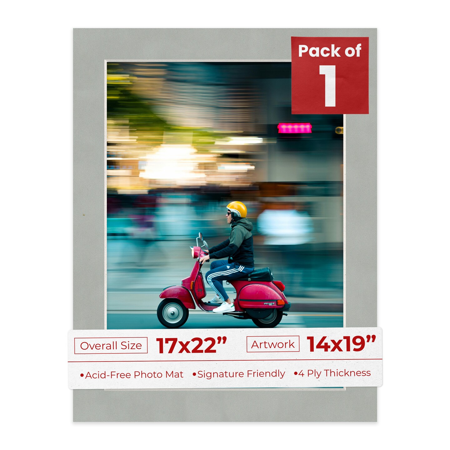 Light Grey Suede Mat Board for 17x22 Frames - Fits 14x19 Photos