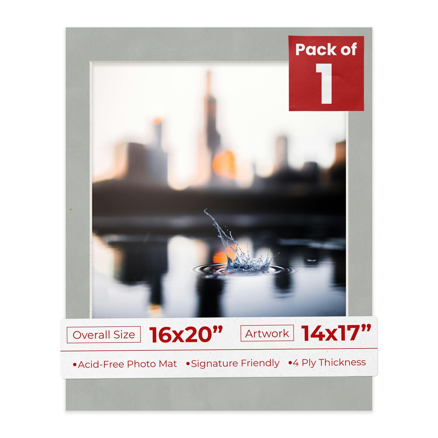 Light Grey Suede Mat Board for 16x20 Frames - Fits 14x17 Photos