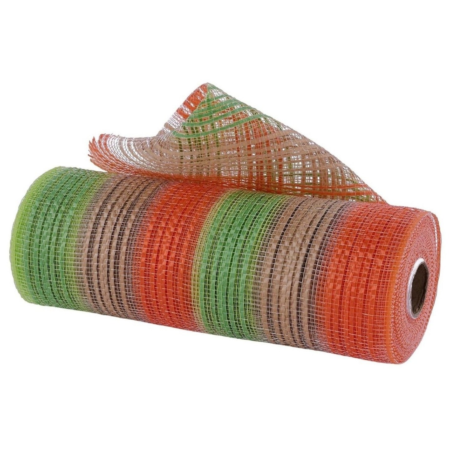 10" Wide Vertical Strip Mesh: Lime, Natural & Orange (10 Yards)