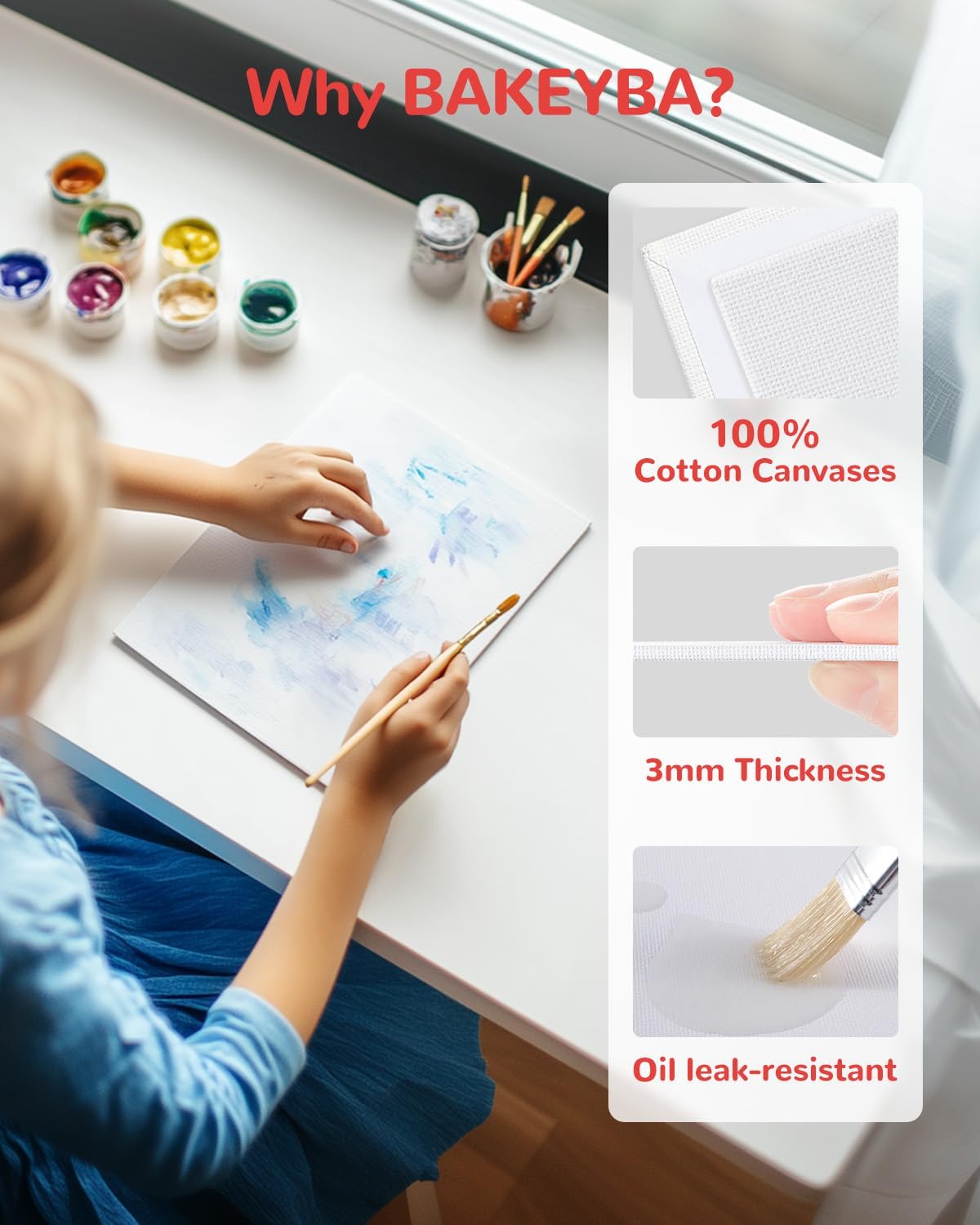 24 Pack, 8x10 Inch Painting Canvas Panels White Blank Canvas Boards 100% Cotton Art Supplies for Acrylics Oil Watercolor Tempera Paints