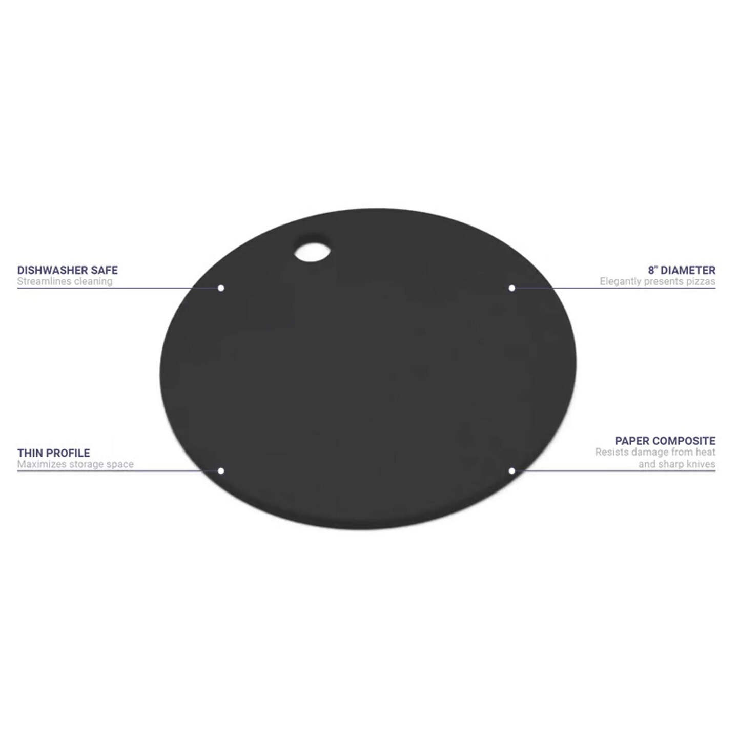 8&#x22; Round Pizza Board Paper Composite Slate