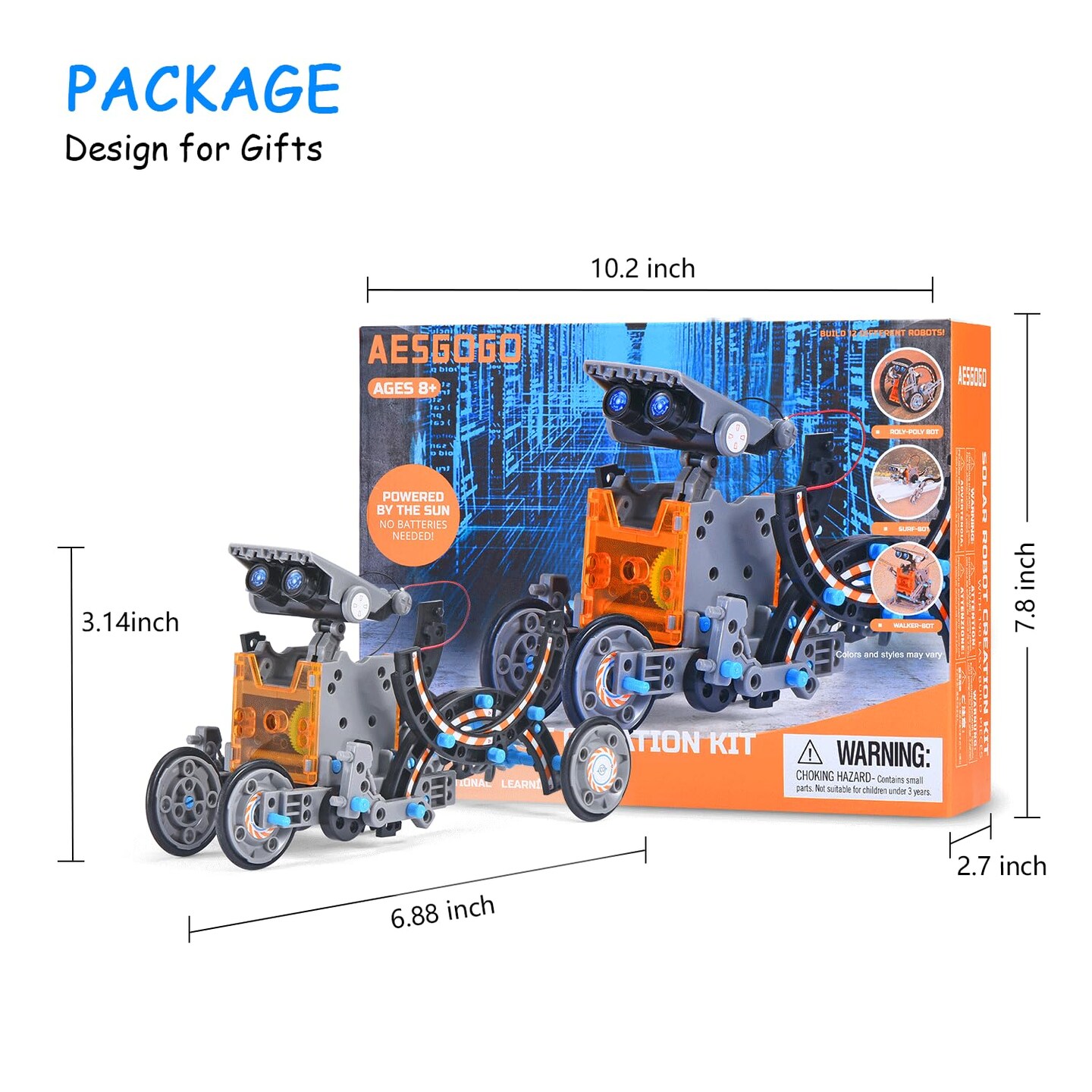 AESGOGO STEM Projects 12-in-1 Creation Solar Robot Kit,Science Experiments Toys Gifts for Kids Ages 8-12,Educational DIY Building Robotics Kit for 8 9 10 11 12 13 14 15 Year Old Boys Girls Teens