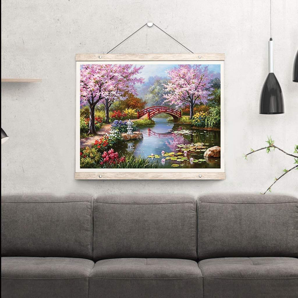 Diamond Art Dots Painting Kits for Adults, DIY Bridge Landscape Paint with Diamonds Full Drill Round Gem Jewel Crystal Paintings Kit