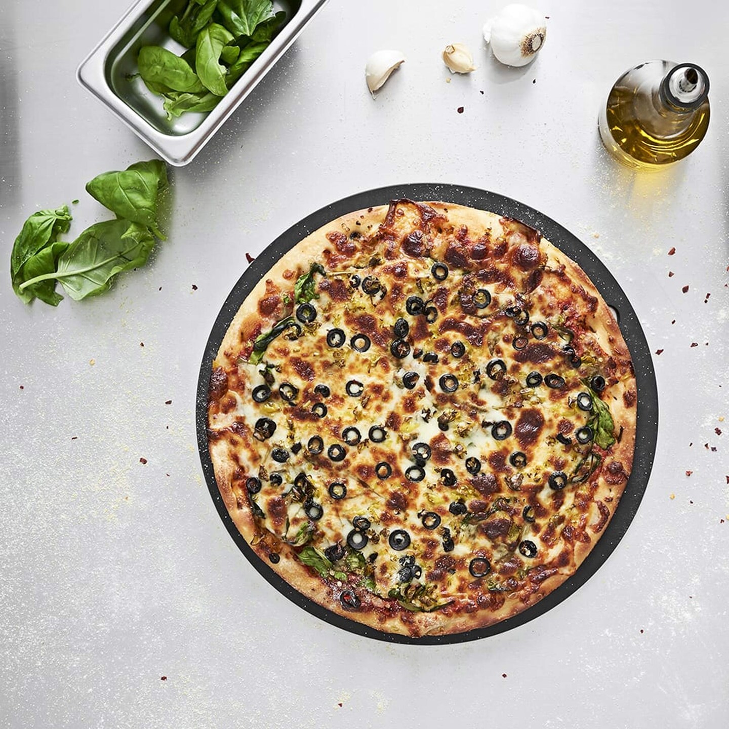 8&#x22; Round Pizza Board Paper Composite Slate