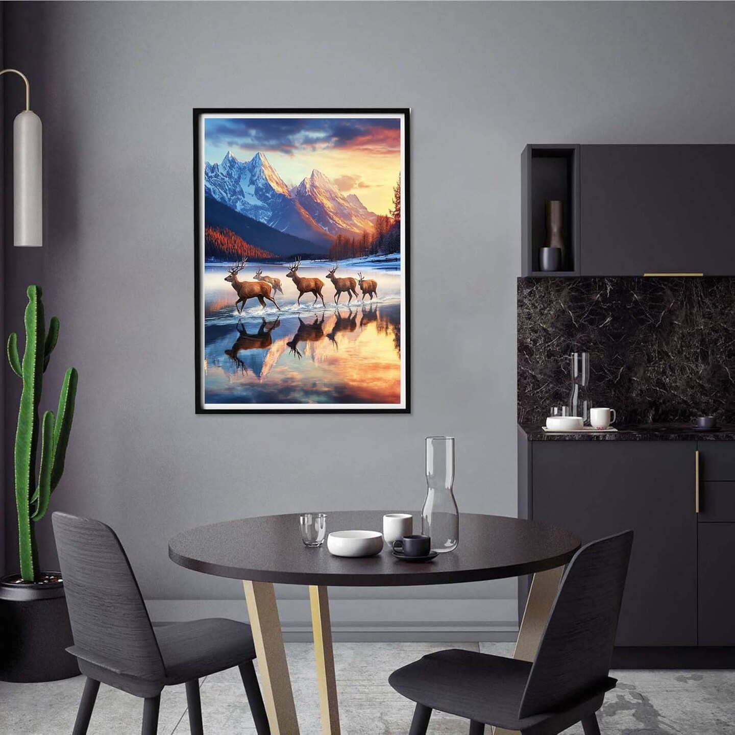 5D Deer Animals Diamond Painting Kits for Adults, Paint with Diamonds Art Landscapes DIY Full Round Drill Kits