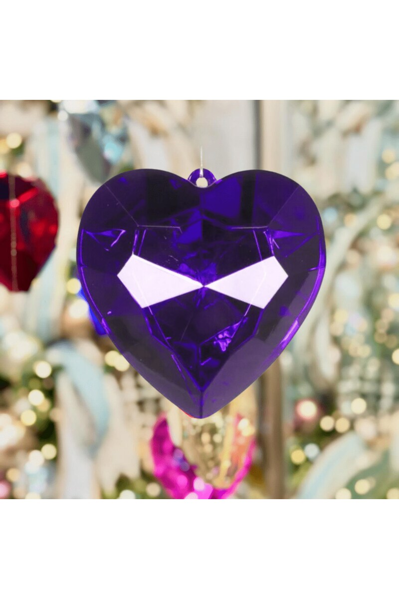 6&#x22; Acrylic Heart Jewel Ornament: Purple