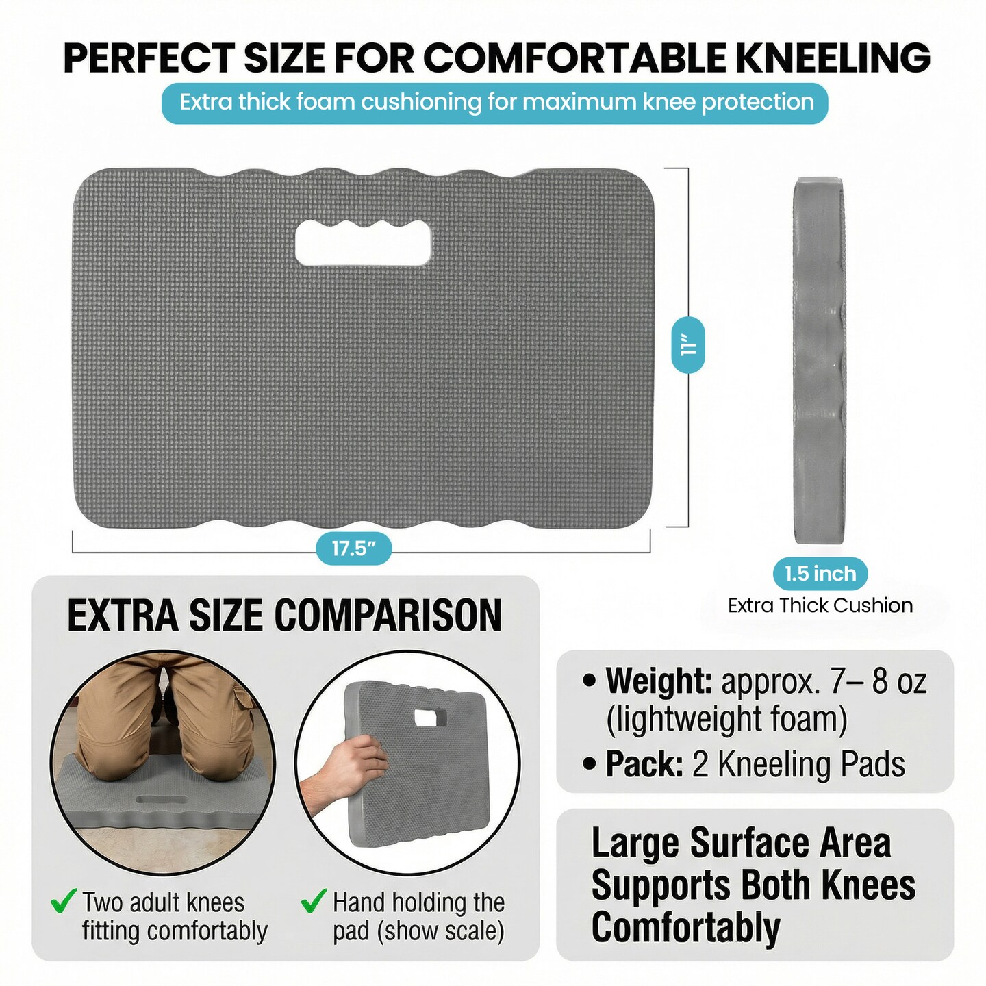 Gardenised Extra Thick Large Foam Kneeling Pad for Gardening Workout Yoga and Exercise Soft Comfortable Knee Cushion Mat for Floor Work Cleaning Yard Tasks and Home Projects