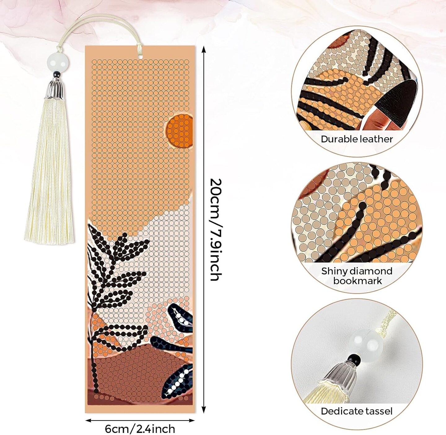 4 Pieces Boho Diamond Art Bookmarks – 5D DIY Beaded Leather Tassel Bookmarks for Kids & Adults, Arts & Craft Supplies