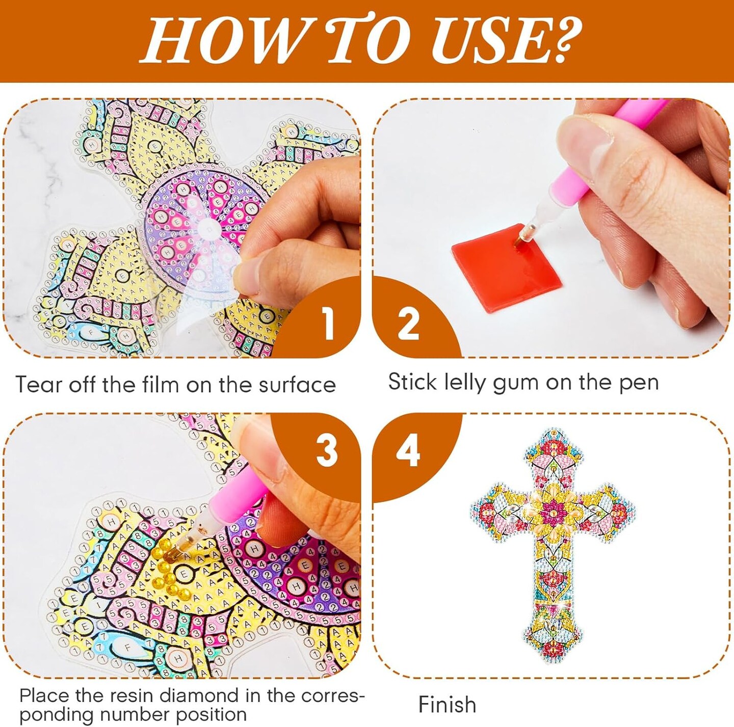 12 Pcs Cross 5D Diamond Painting Bookmarks Rhinestone Kits