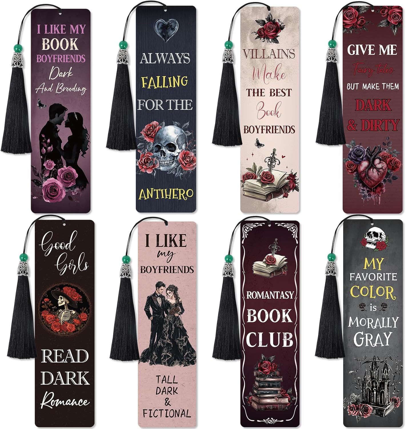 8 Pcs Gothic Dark Romance Diamond Painting Bookmarks Kit