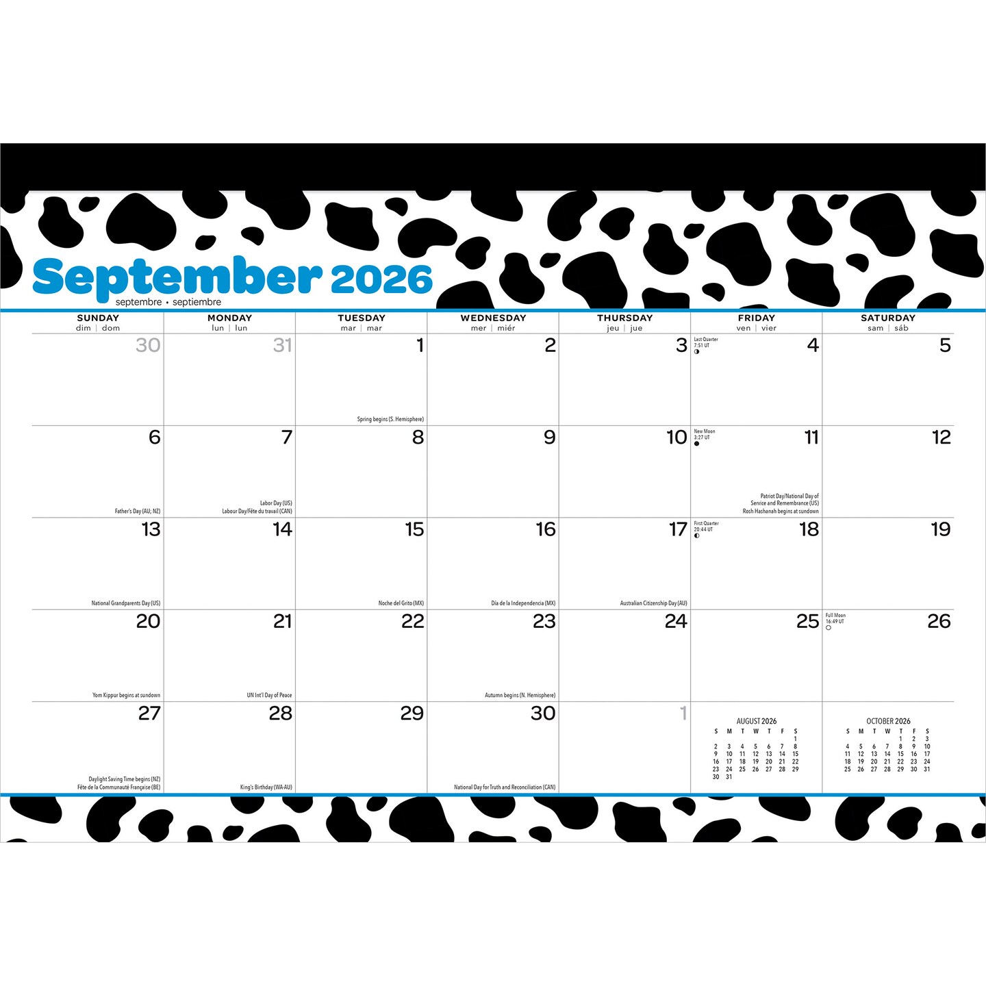 Cow Prints | 2026 15.5 x 11 Inch Monthly Desk Pad Calendar