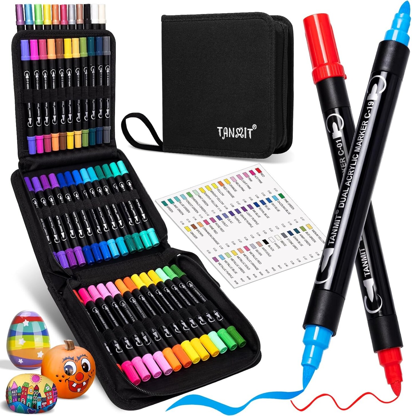 Dual Tip Acrylic Paint Markers with Brush Tip and Fine Tip