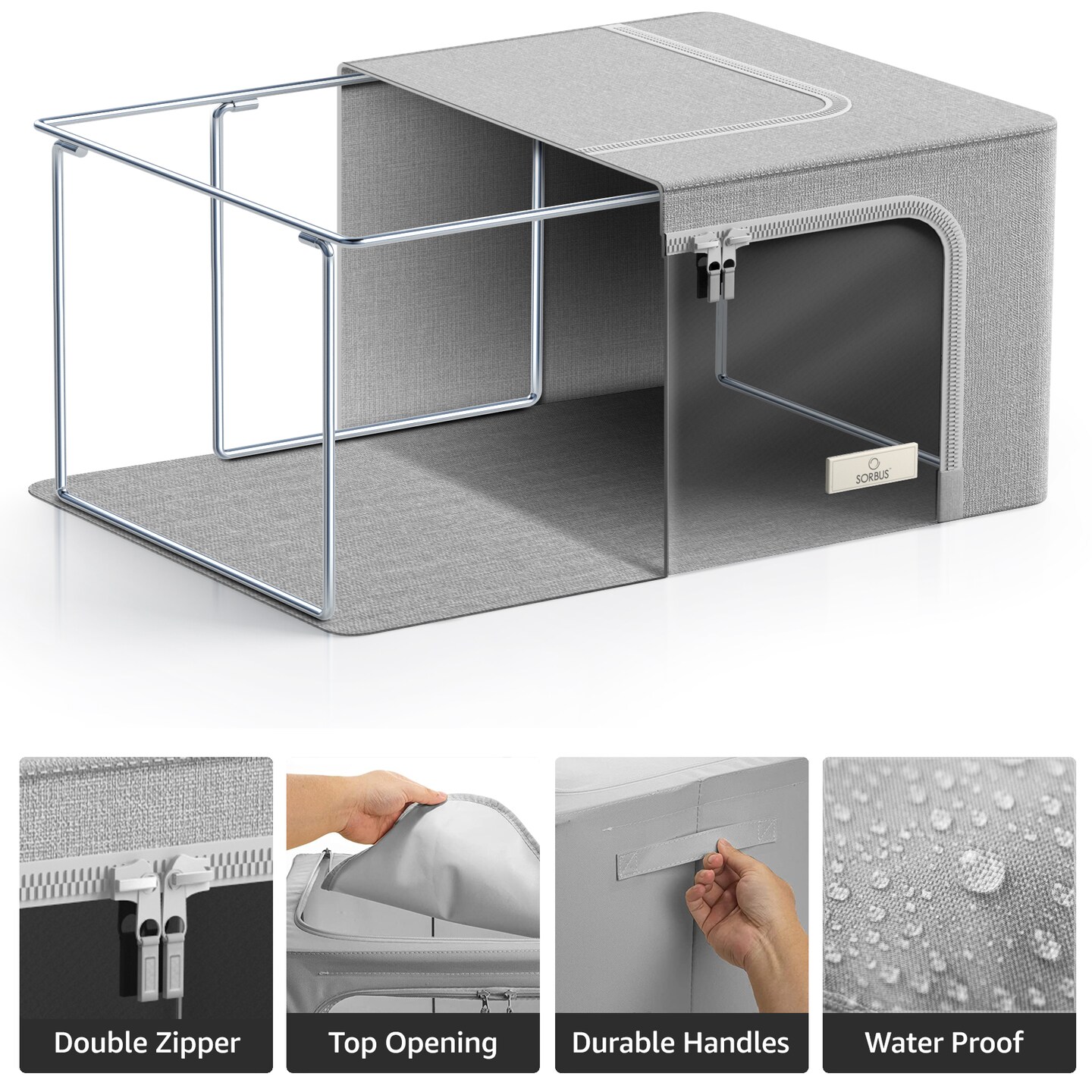 Sorbus 6 Pack Storage Bins with Metal Frame with Large Clear Window & Carry Handles - Stackable & Foldable Clothes Organizer Bags