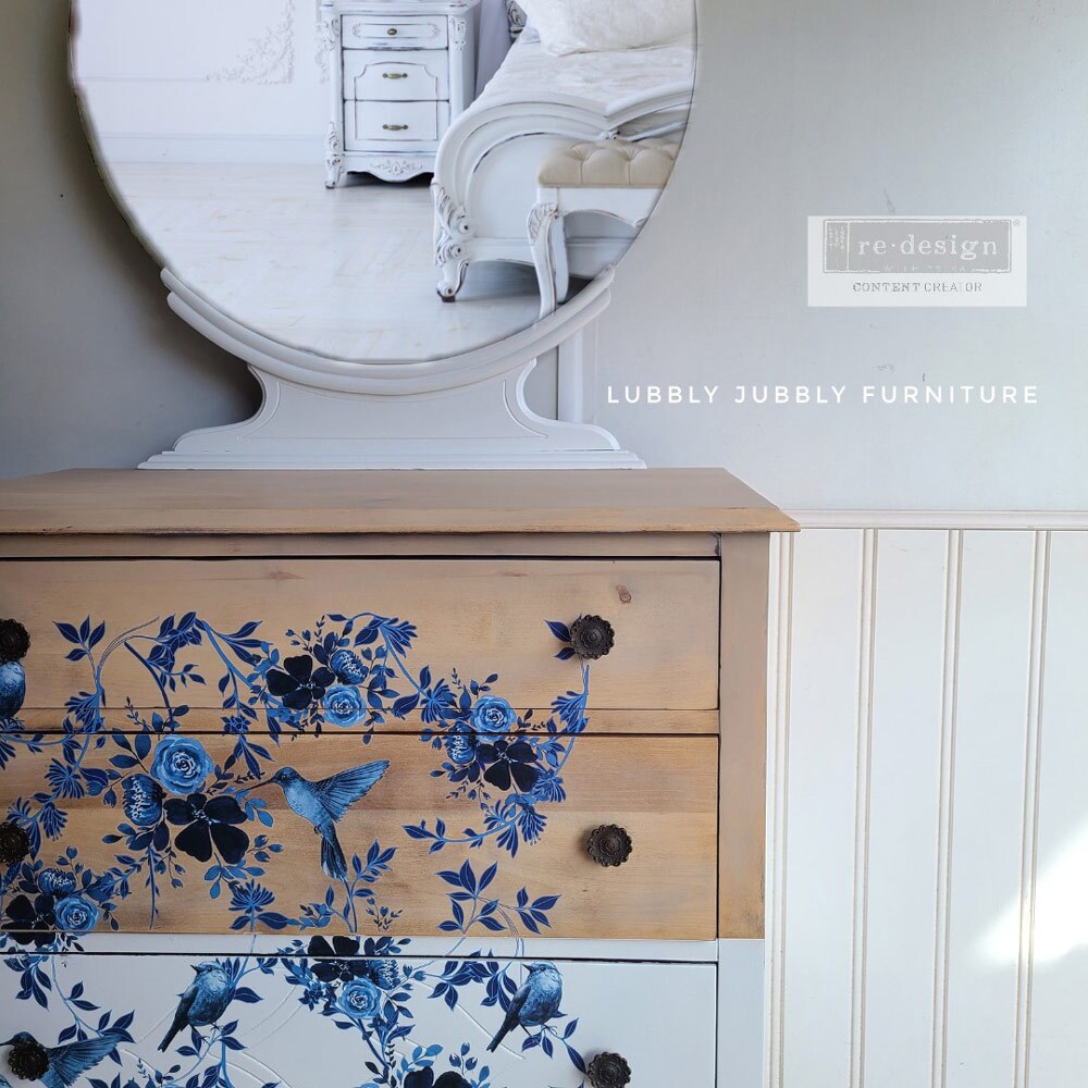 Decor Transfers® 24x35 - Pretty In Blue - total sheet size 24"x35", cut into 2 sheets