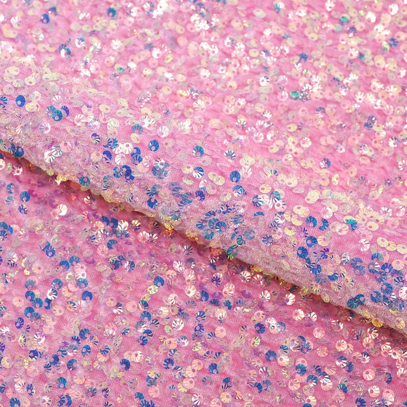 Sanibel Seashell Stretch Velvet Sequin Fabric