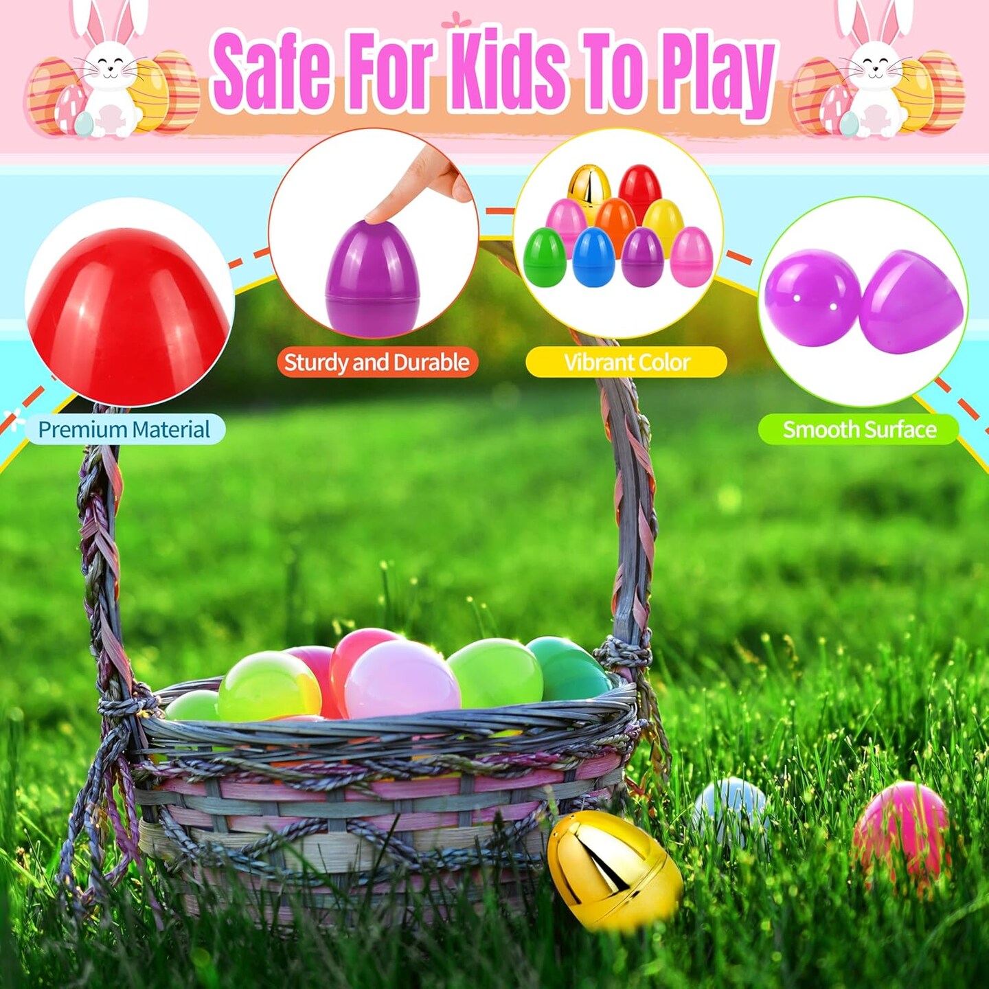 210 Pcs Bright Colors Plastic Easter Eggs Bulk, 2.3 &#x22;, Fillable Empty Easter Eggs for Fillling Candy, Treats, Easter Hunt Basket Suffers Fillers, Easter Theme Party Favors