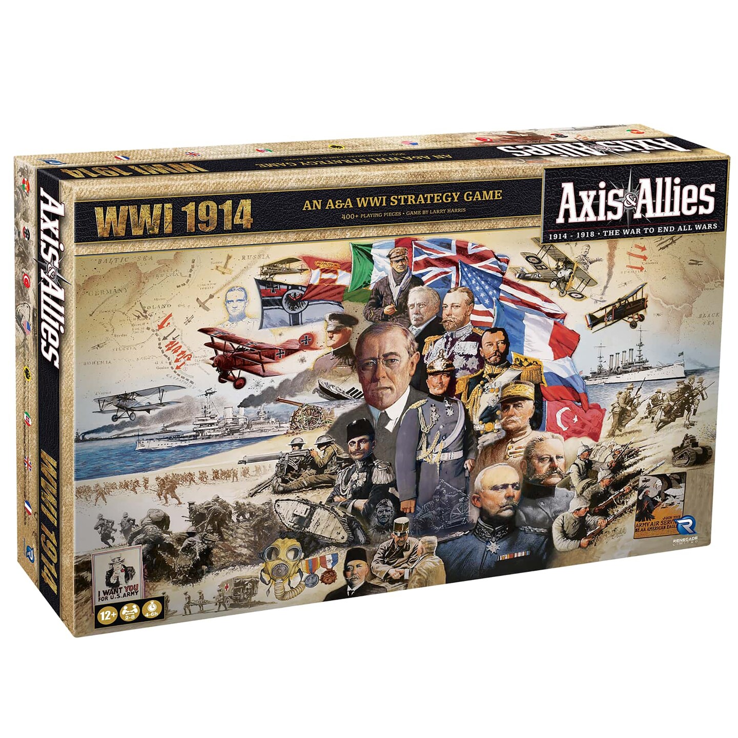 Renegade Game Studios: Axis &#x26; Allies: WWI 1914 - Upgraded Edition, Epic Miniatures War Board Game, Immersive &#x26; Strategic, Age 12+, 2-8 Players, 4-6 Hr