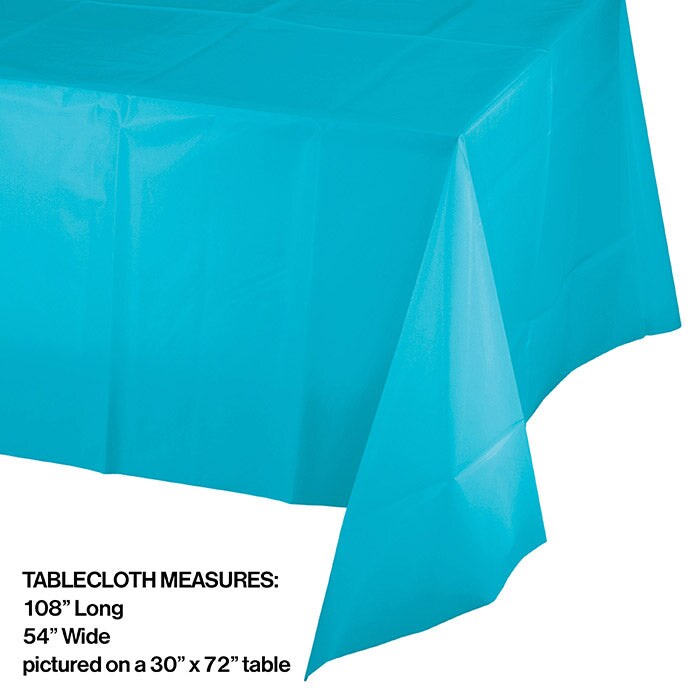 Bermuda Blue Tablecover Plastic 54&#x22; X 108&#x22;