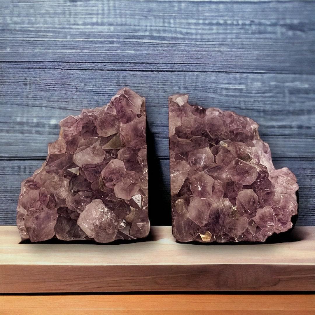 Amethyst Cluster Bookends Featuring Solid Large Gemstone Points