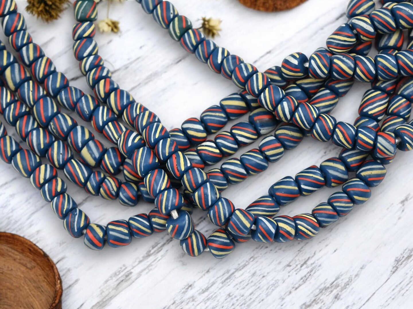 Striped Java Glass 6-8mm Approx 24