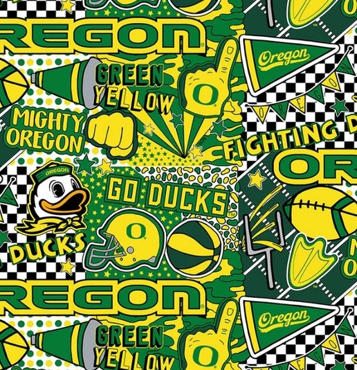 Licensed NCAA University of Oregon Ducks Pop Art OR-1165 Cotton Fabric by the Yard