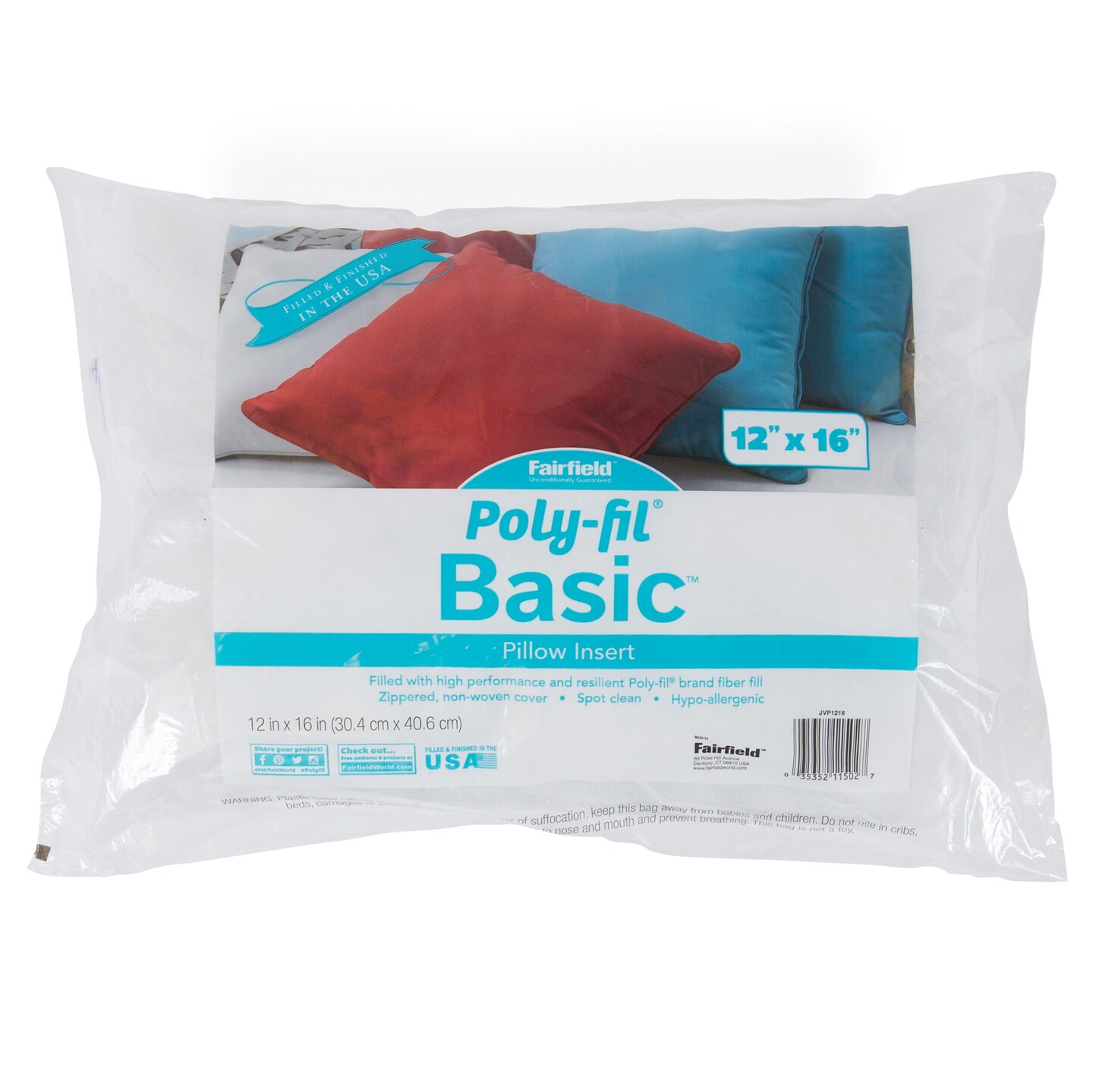 Fairfield Poly-Fill Basic Pillow Insert-12&#x22;X16&#x22;