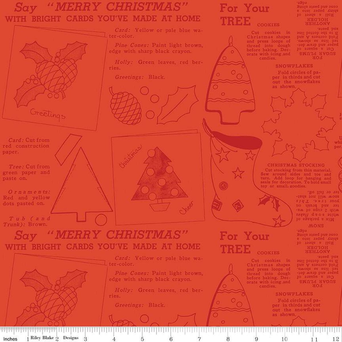 Handmade in Red (c16290-red) | Classic Christmas | J Wecker Frisch | Riley Blake