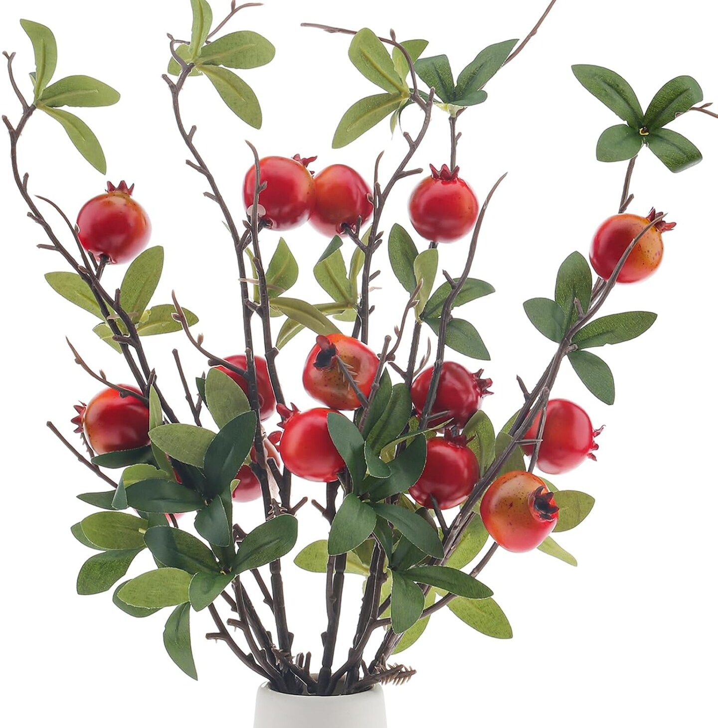 5PCS Fake Pomegranate Branches Artificial Fruit (19.3 Inch Fake Pomegranate Branches) 3.94"D x 3.94"W x 19.3"H