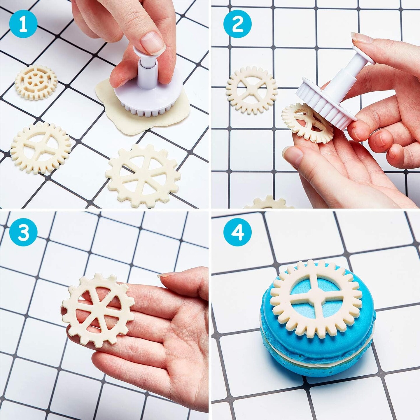 6 Pieces Gear Cookie Cutters Steampunk Fondant Molds Cogs Mold Clock Wheel