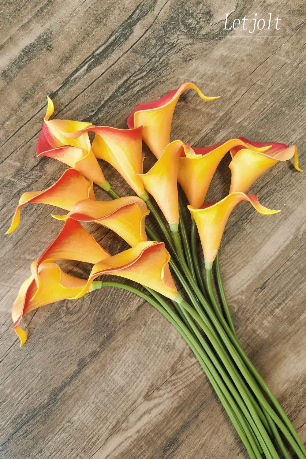 12Pcs Artificial Calla Lily Home Decoration Faux Calla Lilies Flower (Red-yellow)