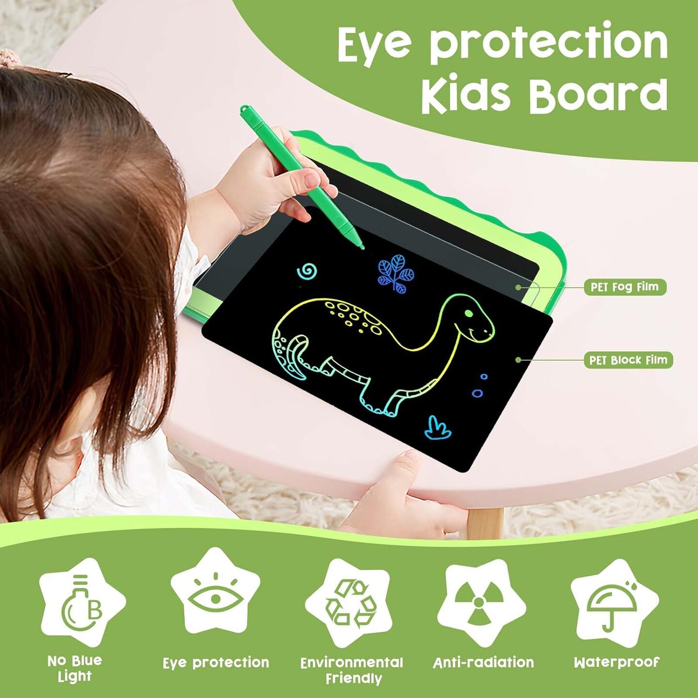 Teriph LCD Writing Tablet Green Dinosaur