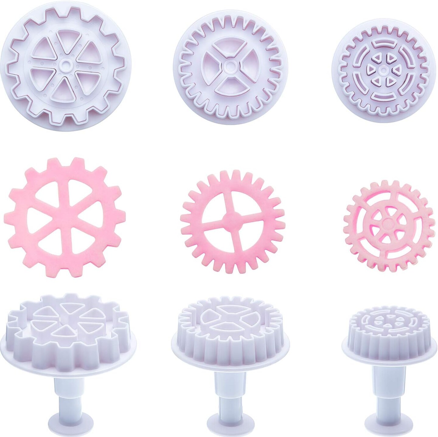 6 Pieces Gear Cookie Cutters Steampunk Fondant Molds Cogs Mold Clock Wheel