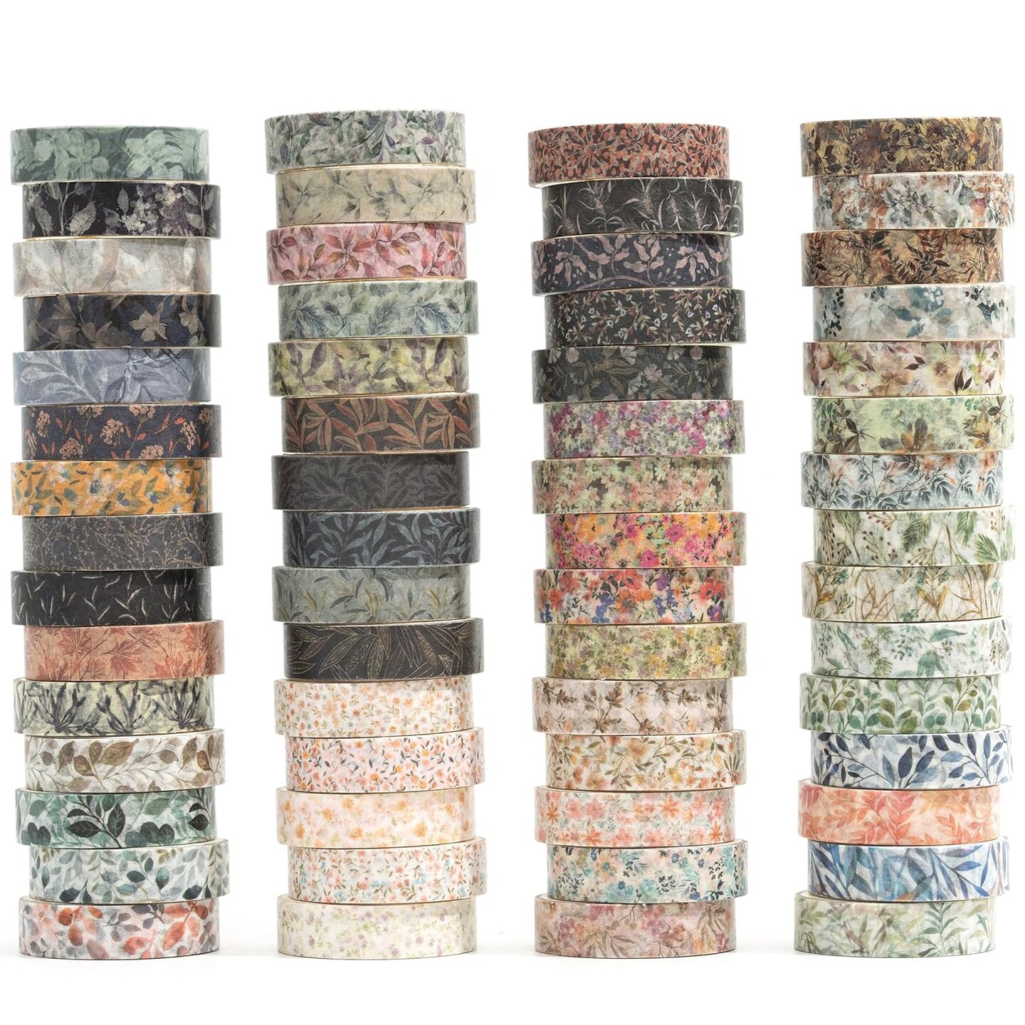 Flowers Washi Tape Set 60 Rolls Leaves Patterns - (Autumn)