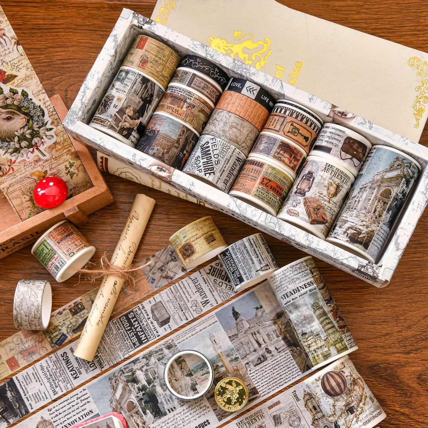 18 Rolls Vintage Washi Tape - (Travel The World)