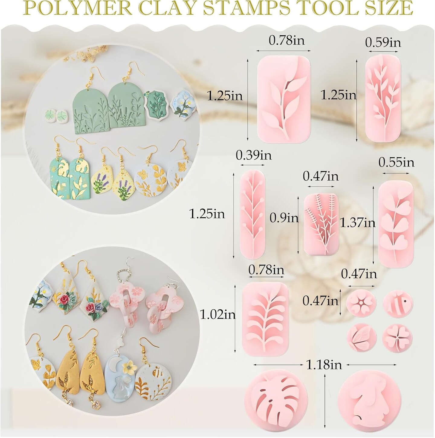 Polymer Clay Stamps Tool Set - 12 Shapes of Plant & Animal, 3D Print Stamps
