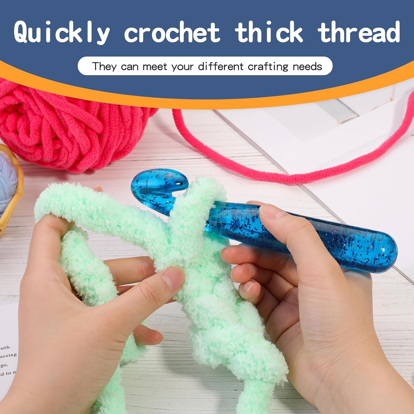 25 mm Crochet Hook, Large Crochet Hooks for Chunky Yarn(Blue)