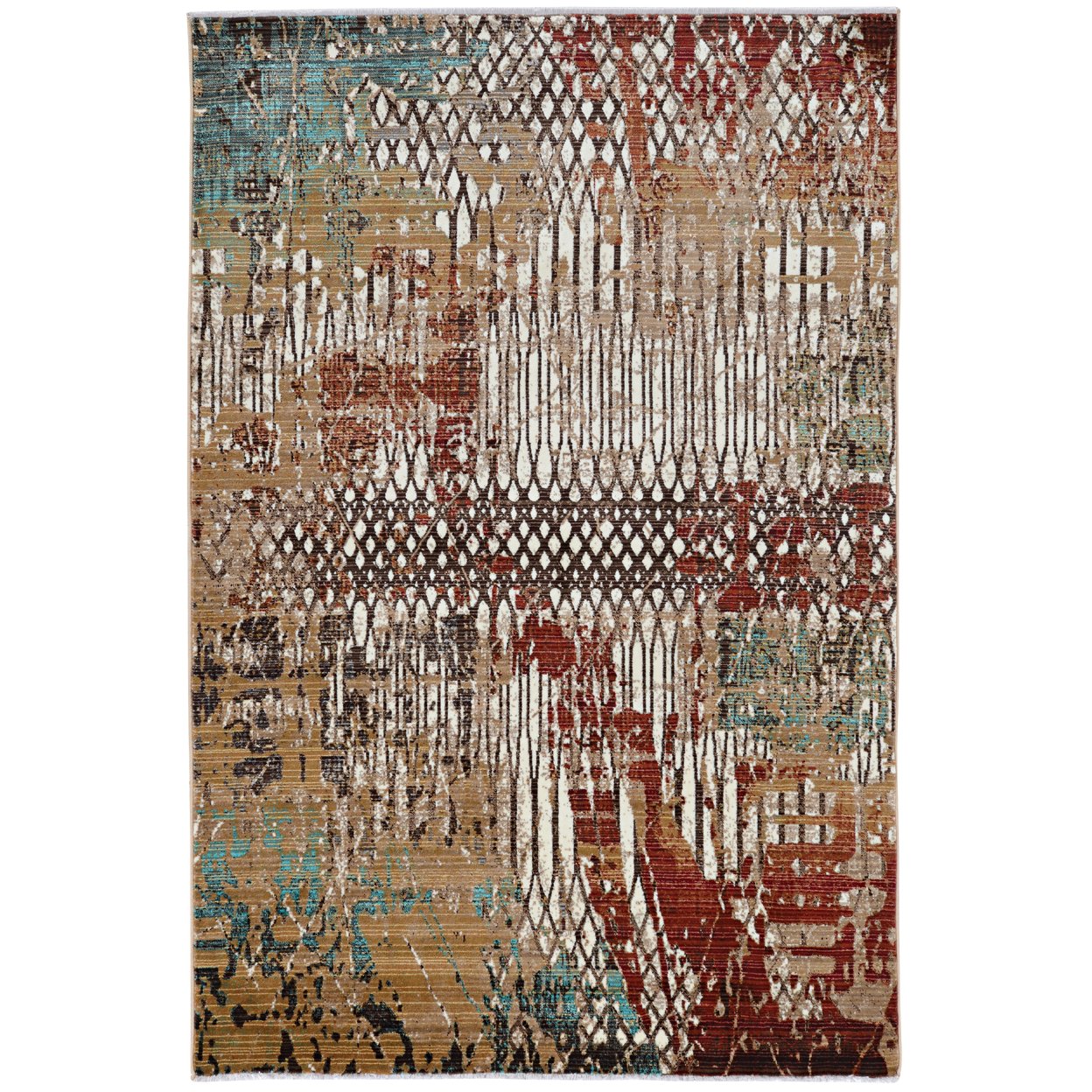 Illusions Fence Rug Beige 5X8 Transitional Design Polypropylene Durable