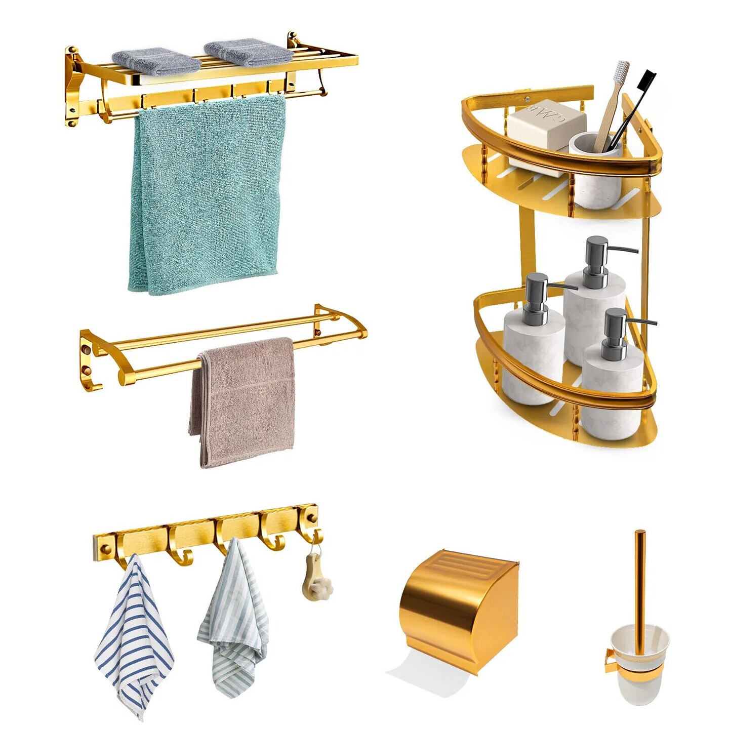 Kitcheniva Wall-Mounted Bathroom Accessories Set Gold