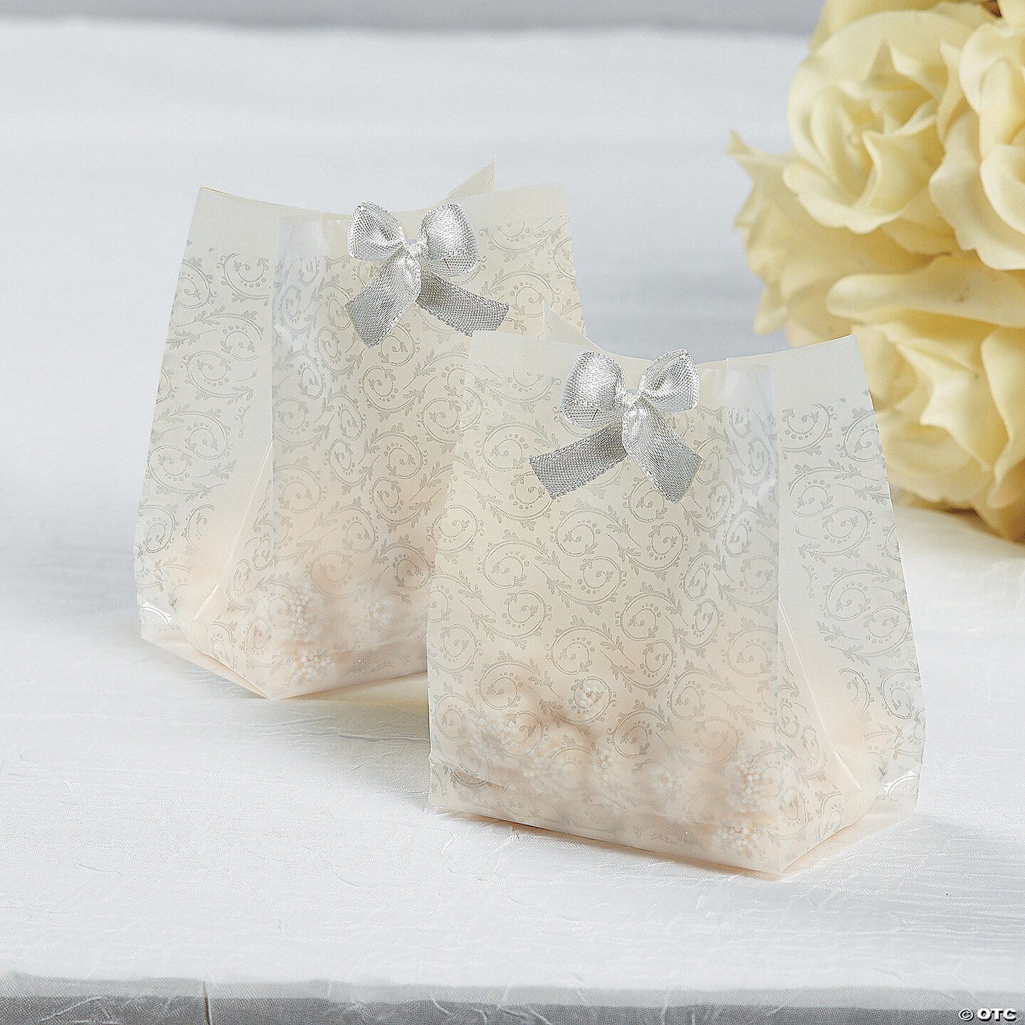 Frosted Silver Wedding Treat Bags Bulk 48 Pc