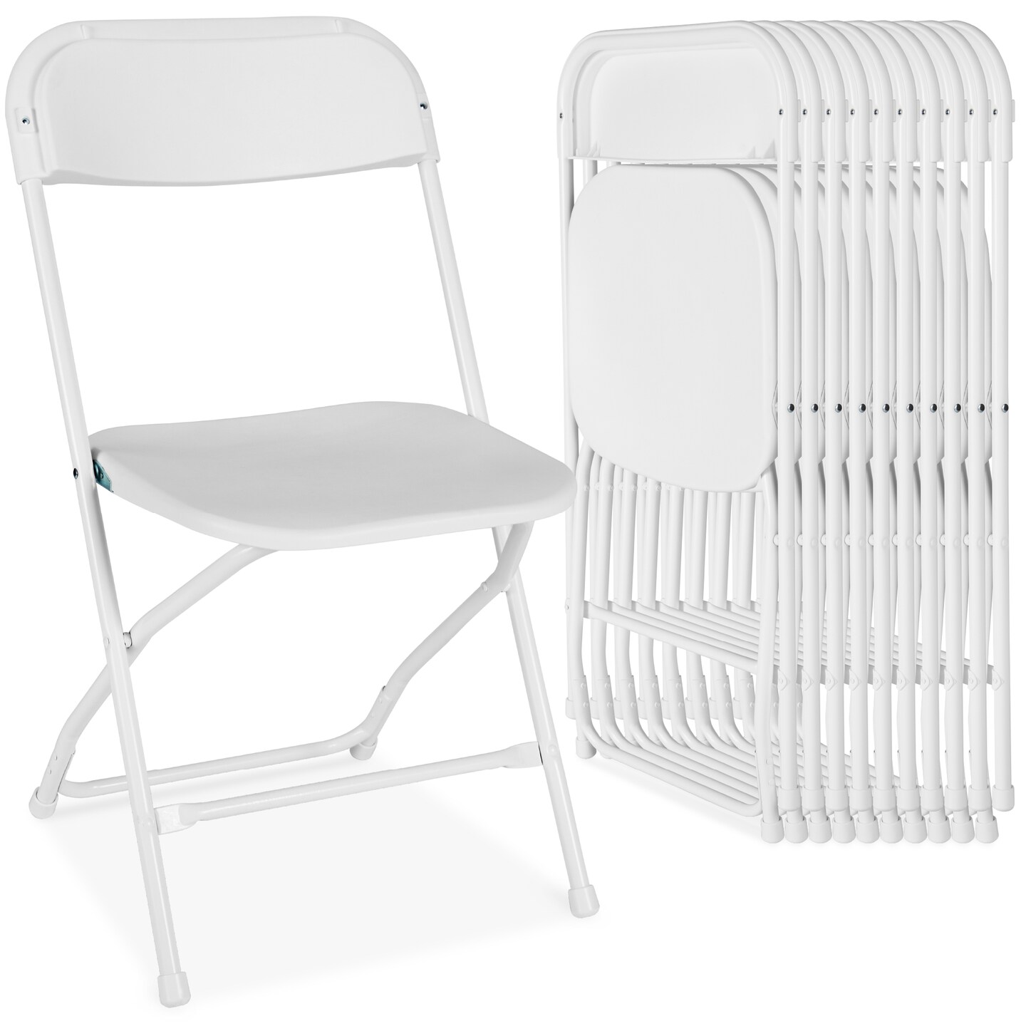 Best Choice Products Set of 10 Folding Stacking Plastic Chairs w/ Non-Slip Feet, 350lb Capacity