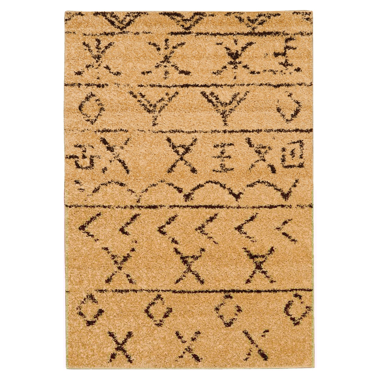 Morrocan Atlas Camel 5X7 Area Rug Modern Shag Geometric Neutral Colors