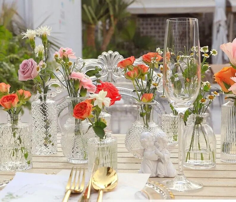 Glass Bud Vases for Flowers Small Clear Bud Vases for Centerpieces Mini Glass