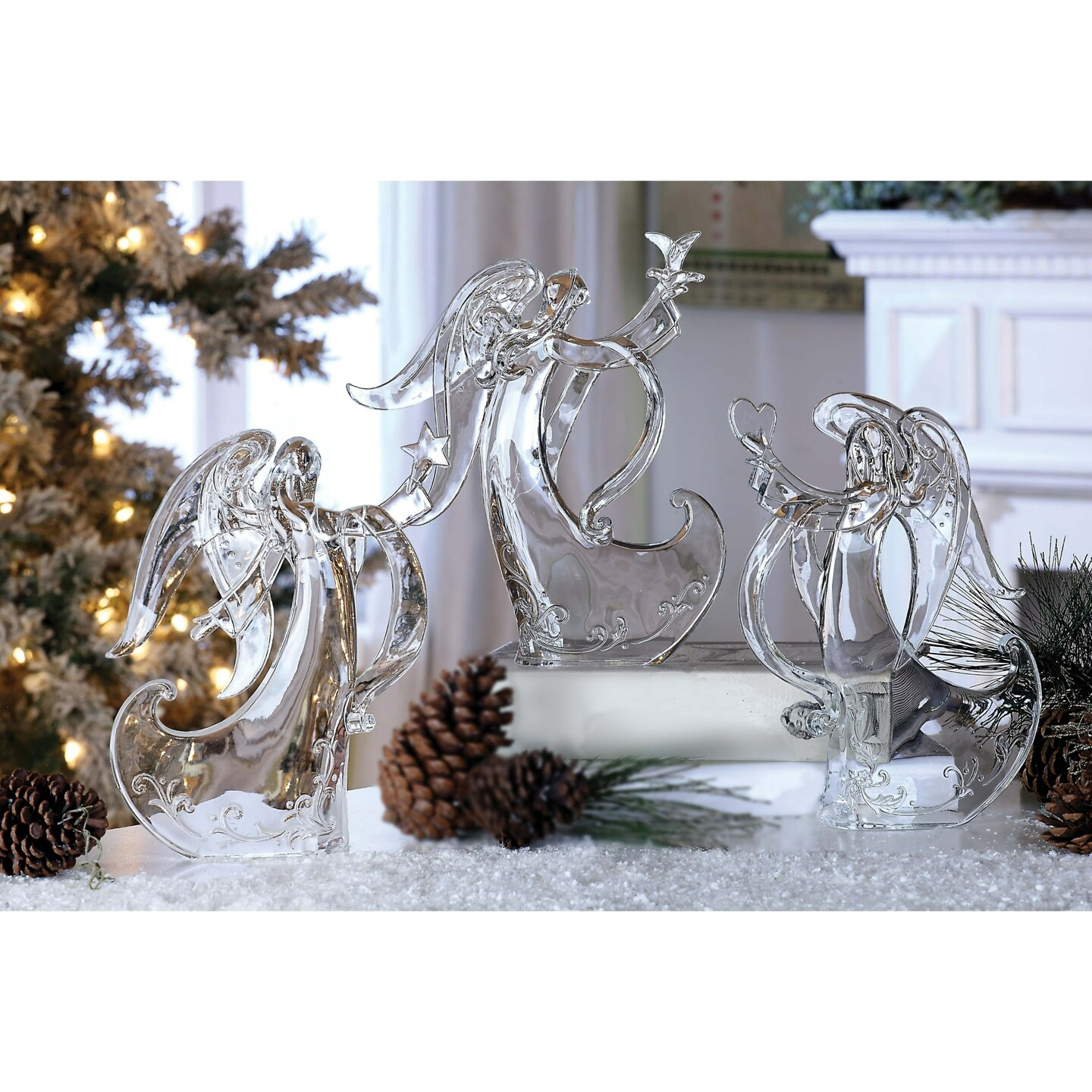 Icy Giftware Winged Angel with Floral Dress Christmas Figurines - 11" - Set of 6