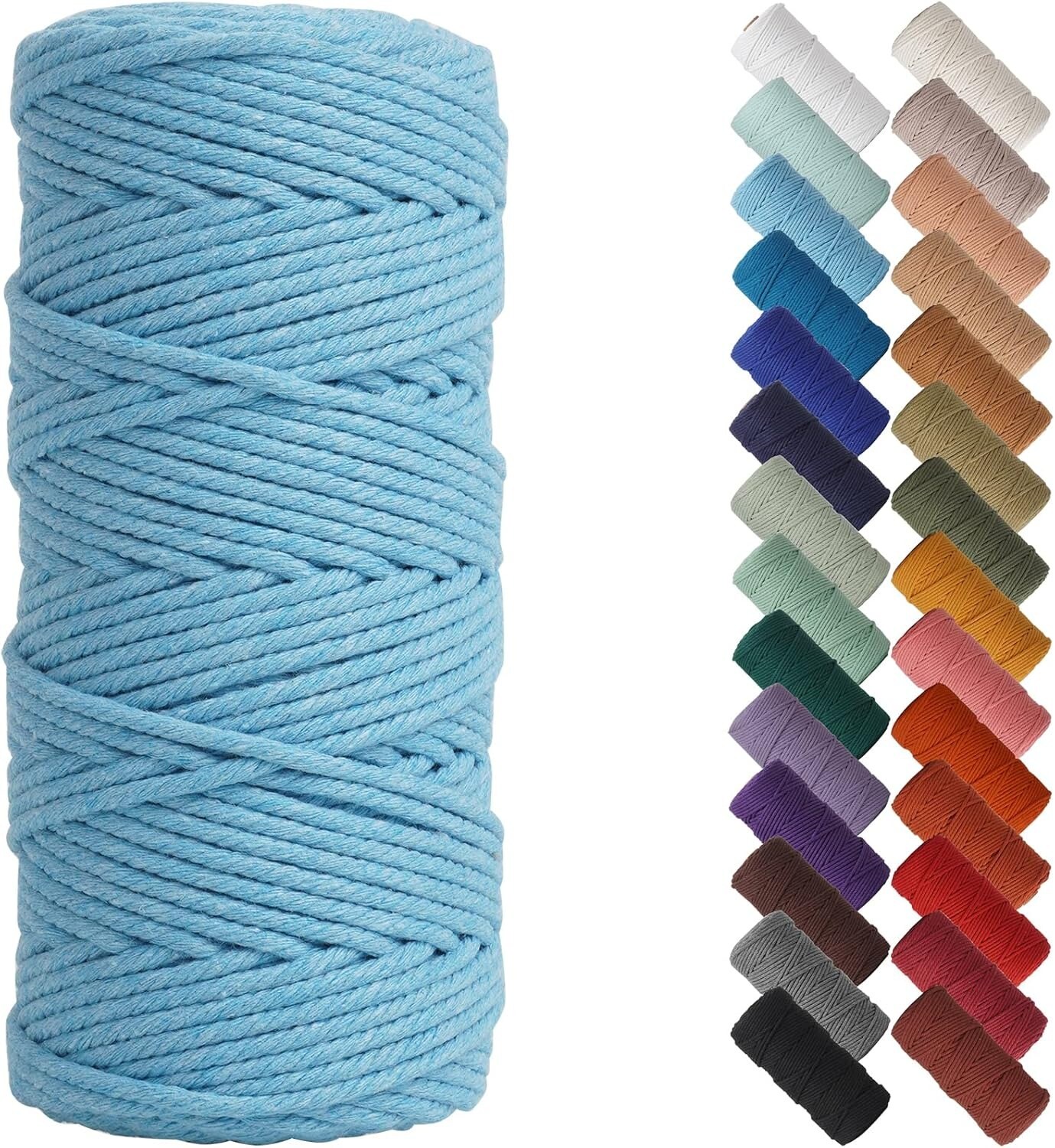 3mm x 109 Yards Natural Macrame Cord, Beige Cotton Rope for Wall Hangings, Plant Hangers, DIY Crafts & Knitting