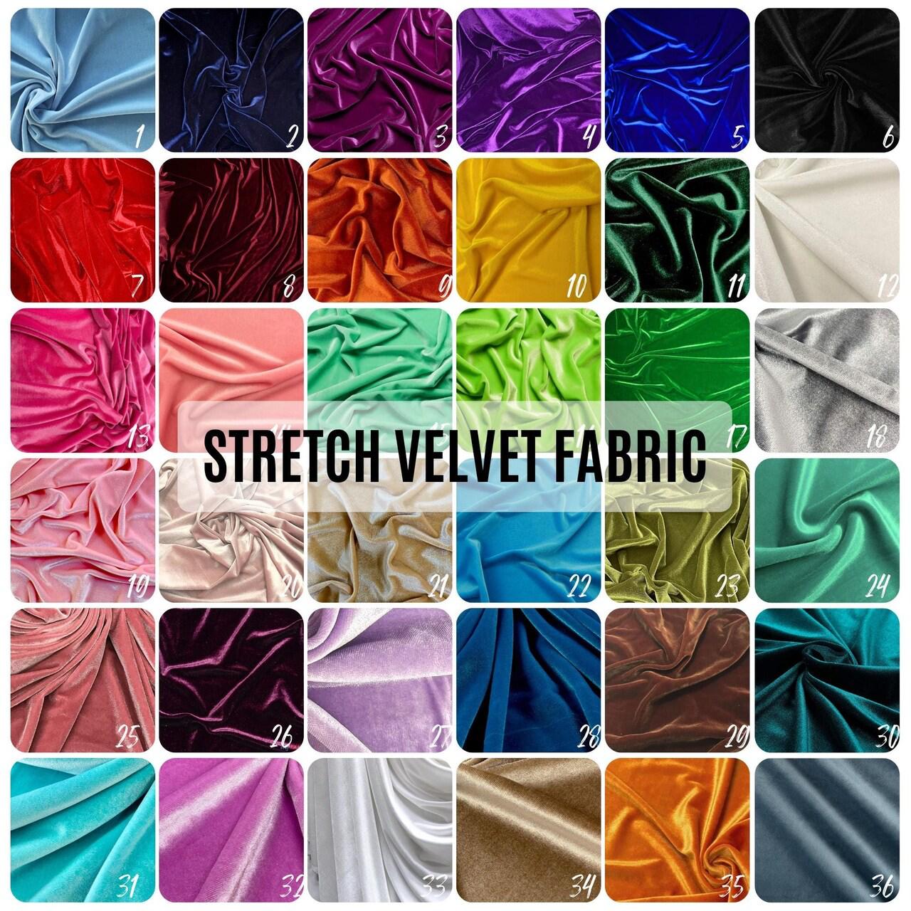 Stretch Velvet Fabric by the Yard, 60" Wide Plush Velvet 4-Way Stretch